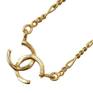 CHANEL Authentic Vintage Gold Logo Necklace